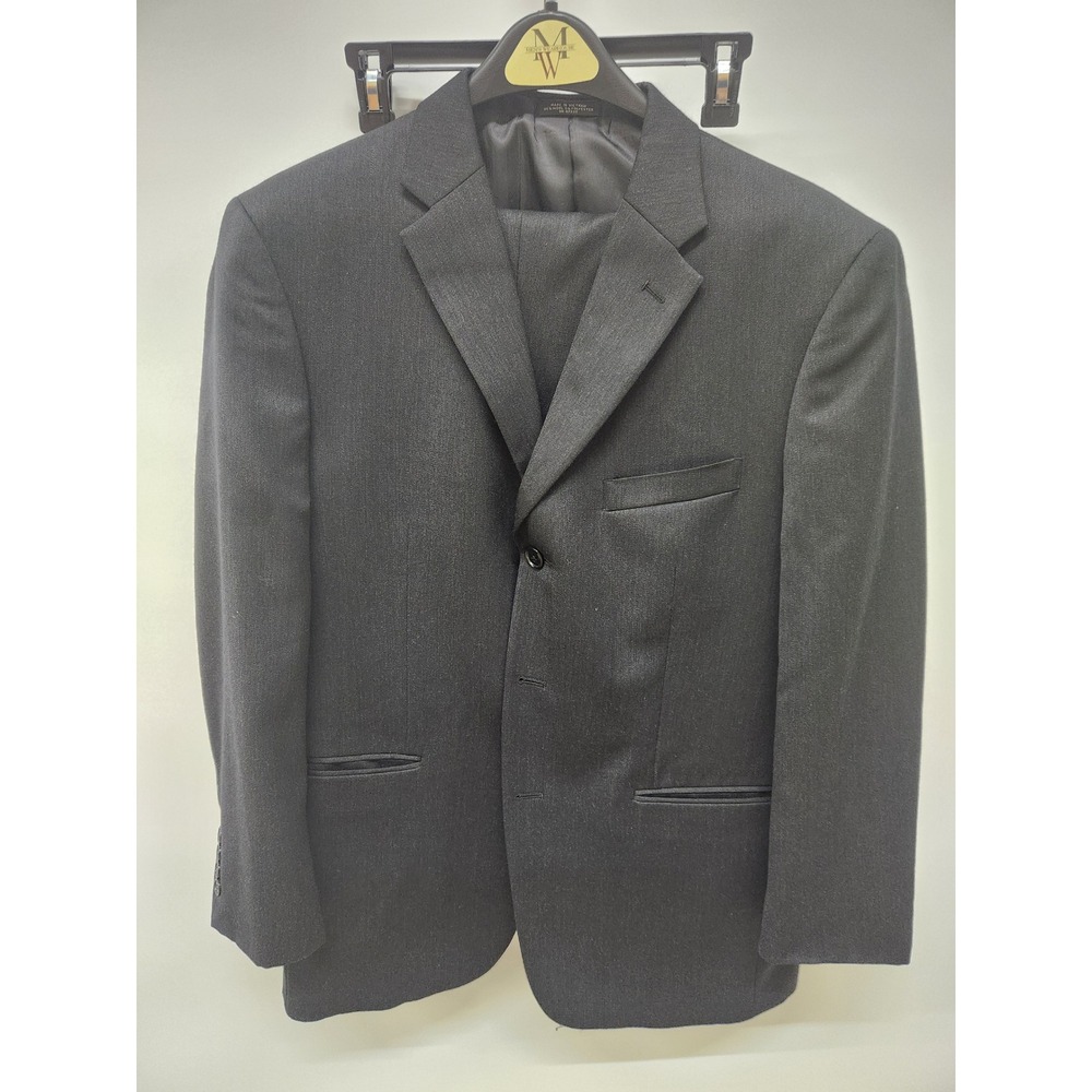 Jones New York JNY Mens Charcoal Gray Cuffed Suit